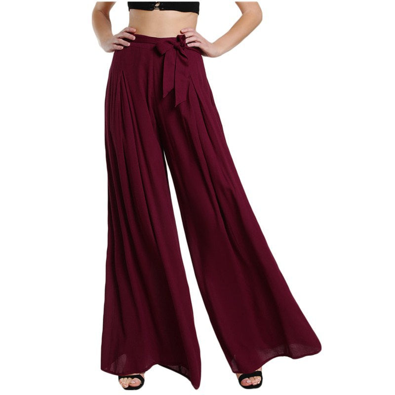 Chiffon Wide Leg Pants for Women - Casual Trousers